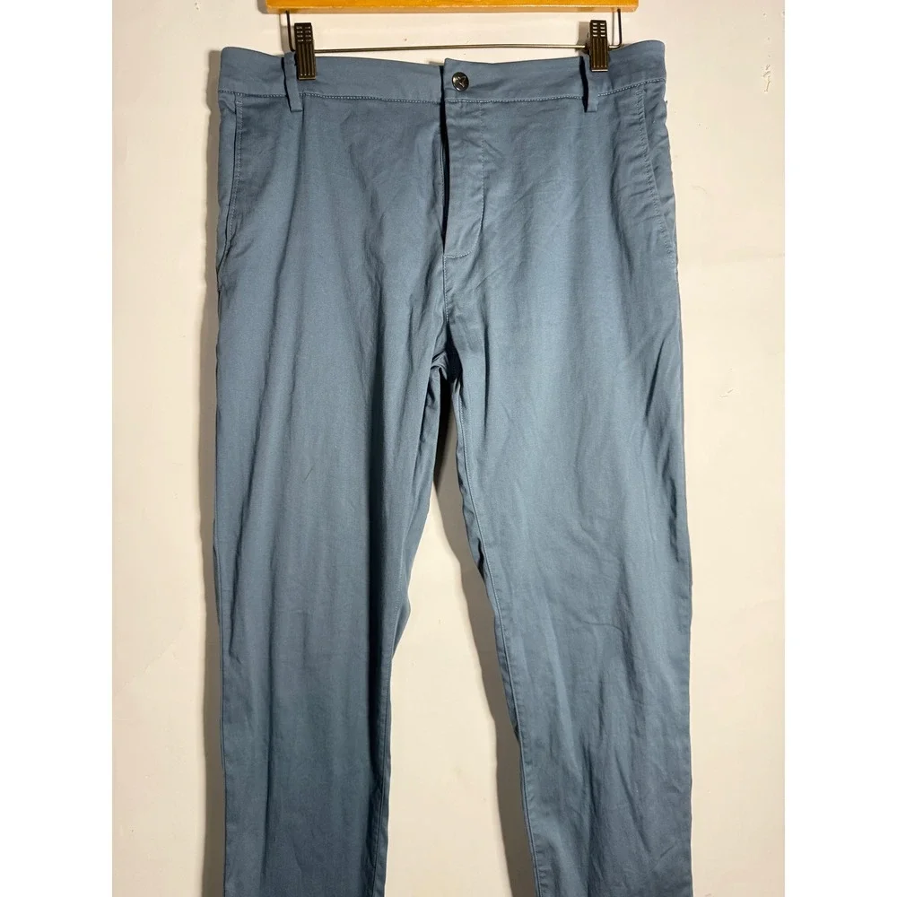 Birddogs Mens Khaki Pants Slate Blue Gray Stretch Chino 32x32 Slim Fit Casual